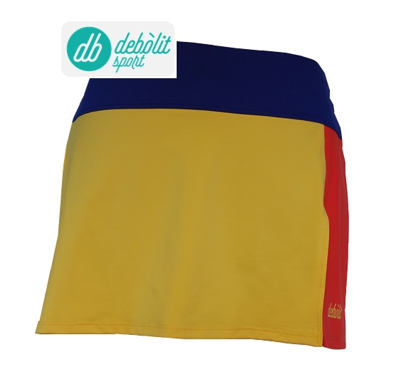 Falda de pádel diseño "abierta" en tonos azulón-amarillo-naranja - Imagen 4