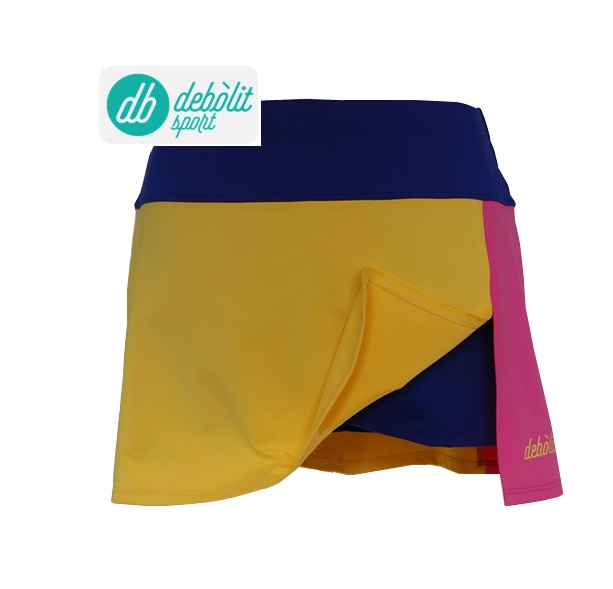 Falda de pádel diseño "abierta" en tonos azulón-amarillo-rosa - Imagen 2