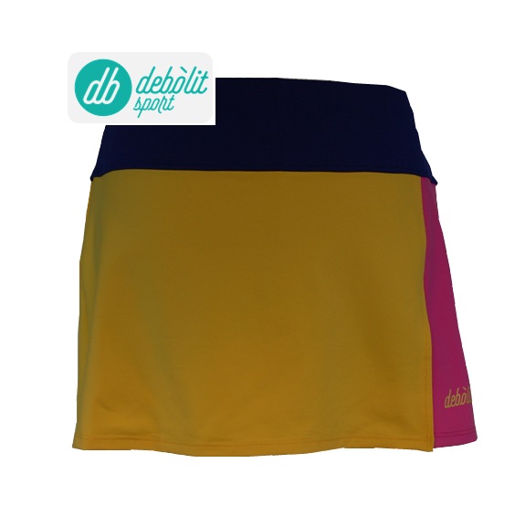 Falda de pádel diseño "abierta" en tonos azulón-amarillo-rosa - Imagen 3