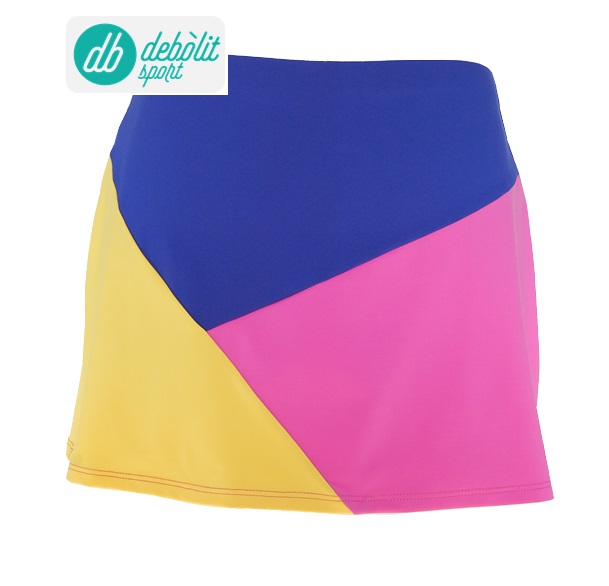 Falda de pádel diseño "tricolor" en tonos azulón-amarillo-rosa - Imagen 2