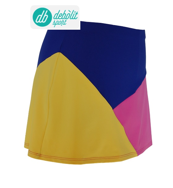 Falda de pádel diseño "tricolor" en tonos azulón-amarillo-rosa - Imagen 3
