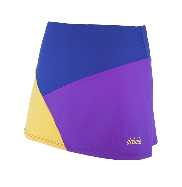 Falda de pádel diseño "tricolor" en tonos azulón-amarillo-violeta
