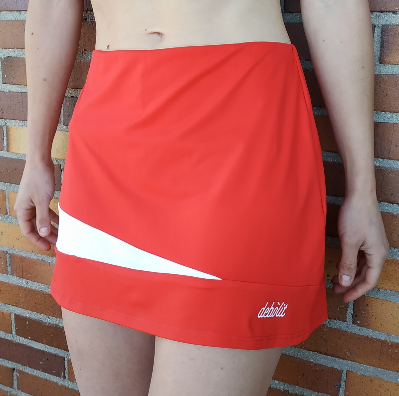 Falda de pádel diseño "oblicua" en tonos rojo-blanco